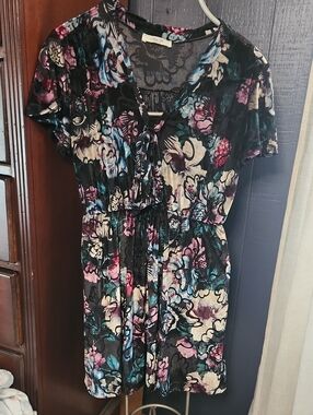Jessy B Velvet Floral Dress Size L